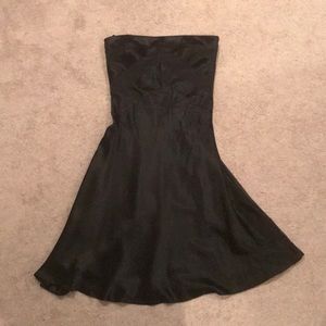Black strapless silk dress